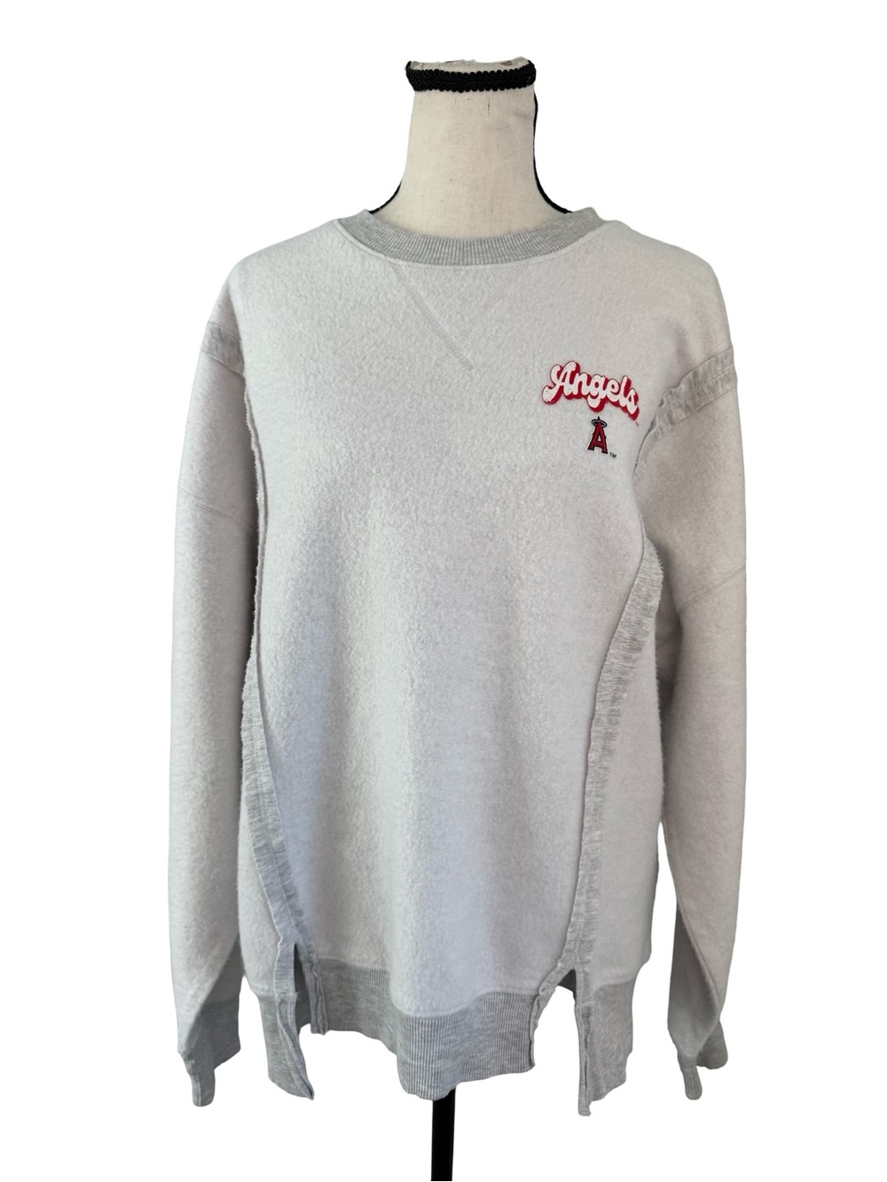 MLB Los Angeles Angels Girls XL 16 Gray Fleece Crewneck Sweatshirt Oversized